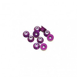 4mm Alu Nylon Nut Flange Purple  [10PCS]