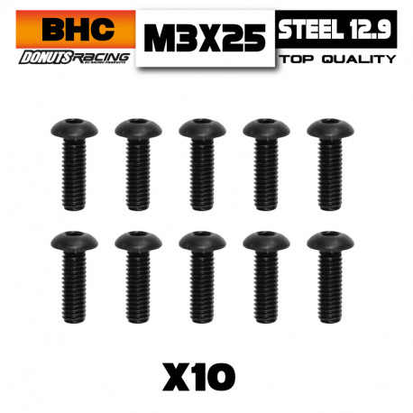 Button Head Screws M3x25 Steel 10.9 (10)