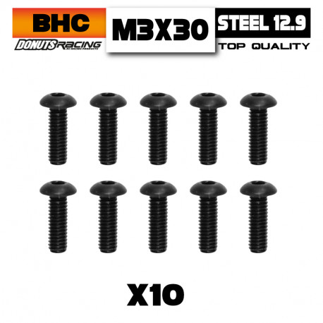 Button Head Screws M3x30 Steel 10.9 (10)