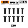 Button Head Screws M4x12 Steel 10.9 (10)