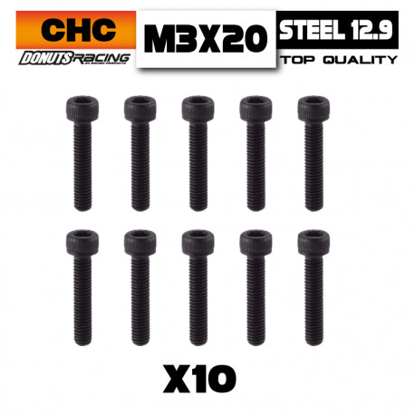 M3x20 Cap Screw Steel 12.9 (10)