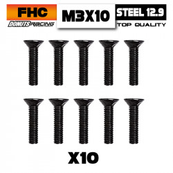 M3x10 Countersunk Screw Steel 10.9 (10)