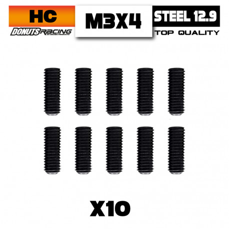 Flat Point Screws M3x4 Steel (10)