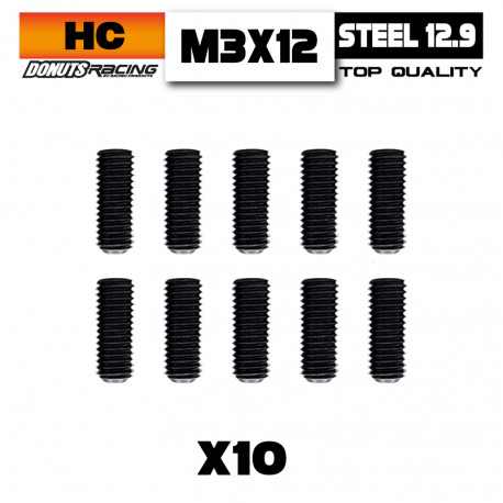 Flat Point Screws M3x12 Steel (10)