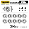 Steel Washer 6x12.7x0.3mm (10)