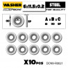 Steel Washer 6x11.5x0.2mm (10)