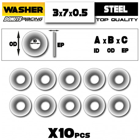Rondelle Acier 3x7x0.5mm (10)