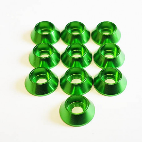 M3 Aluminium cone washer Green (10)