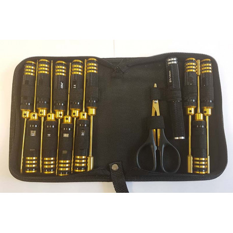 Set outils 14pcs Alu Métrique TiCo Noir/Or