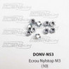 Set of 10 Nylstop nuts M3