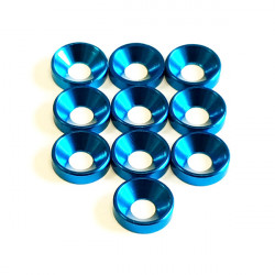 M4 Aluminium Countersunk washer Light Blue (10)