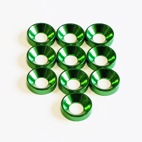 M4 Alum. Countersunk washer Green (10)