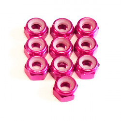 M3 Alum. Locknut Pink (10)