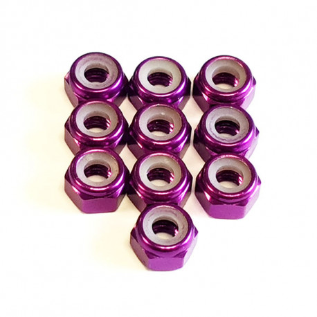 M3 Alum. Locknut Purple (10)