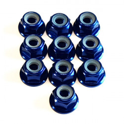 M3 Alum. Flanged Lock Nut Dark Blue (10)