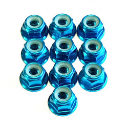 M3 Alum. Flanged Lock Nut Light Blue (10)