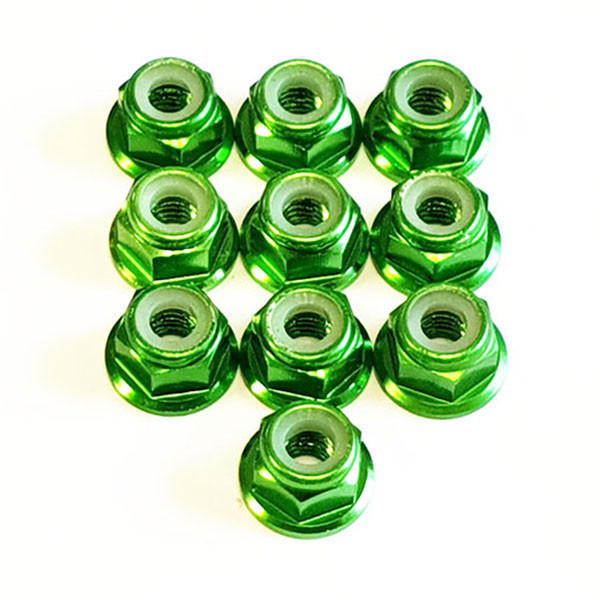 10pcs M3 Flange Locking Hex Nuts Nylon Insert Anodized Aluminum (Blue