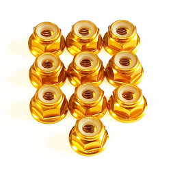 M3 Alum. Flanged Lock Nut Gold (10)