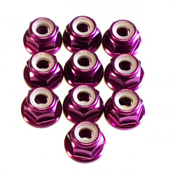 M3 Alum. Flanged Lock Nut Purple (10)