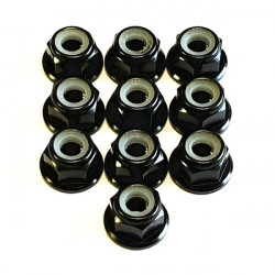 M3 Alum. Flanged Lock Nut Black (10)