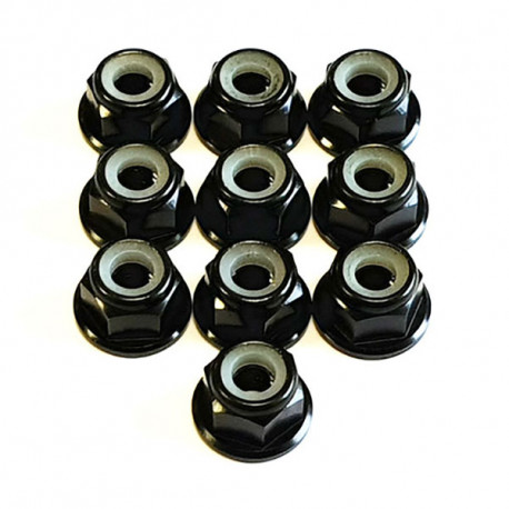 M4 Alum. Flanged Lock Nut Black (10)