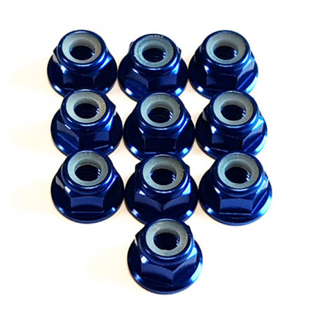 M4 Alum. Flanged Lock Nut Dark Blue (10)