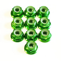 M4 Alum. Flanged Lock Nut Green (10)