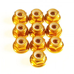 M4 Alum. Flanged Lock Nut Gold (10)