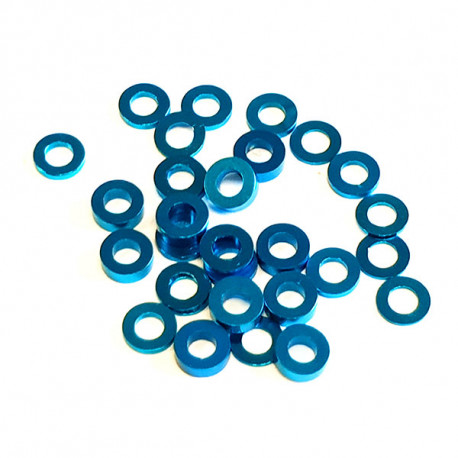 Alum M3x6mm Flat washer set Light Blue (30)