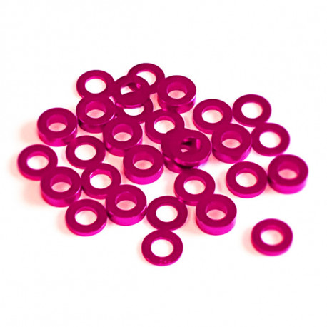 Alum M3x6mm Flat washer set Pink (30)